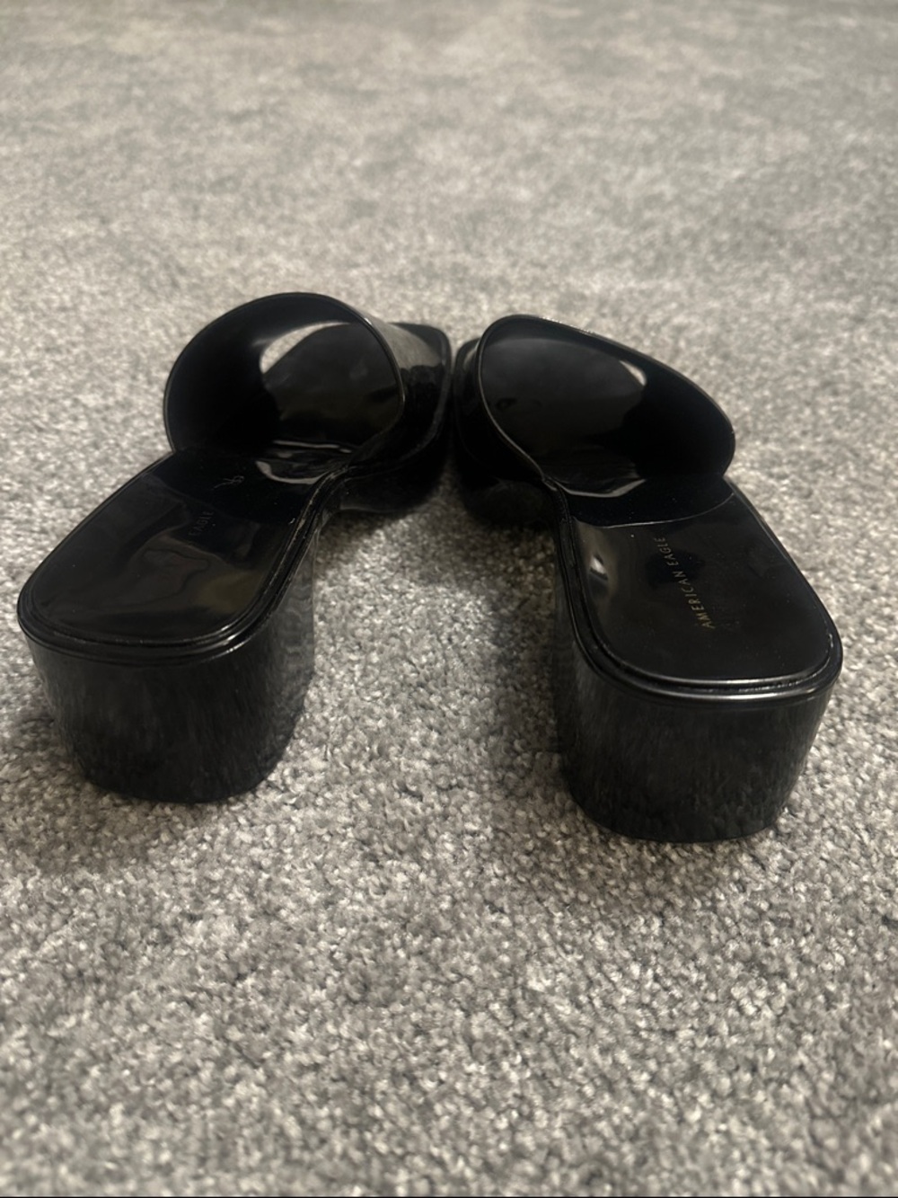 American Eagle Outfitters Black Patent Slide Heeled Mules - Picture 3 of 3